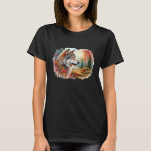 Camiseta Lobo acuarela en el bosque