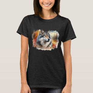 Camiseta Lobo acuarela en otoño 