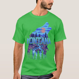 Camiseta Lobo al aire libre de Montaña Retro Montana