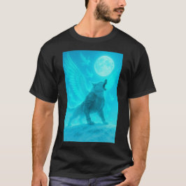 Camiseta Lobo Alado Místico Aullando a la Luna