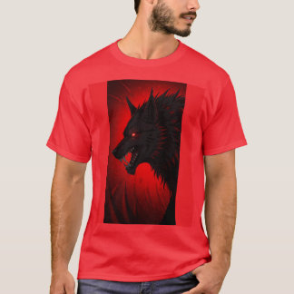 Camiseta "Lobo Alpha Demónico - Arte Furioso de Ojos Rojos"