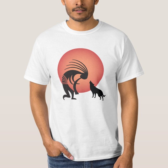 Camiseta Lobo americano nativo Moon Kokopelli T-Shirt (Anverso)