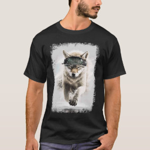 Camiseta Lobo animal detallado con gafas de esquí