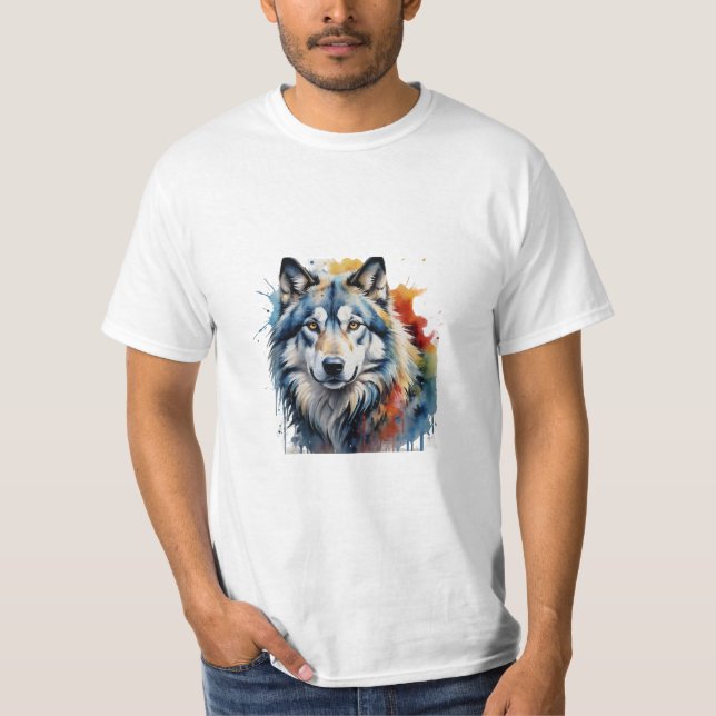  camiseta   lobo animal,forte (Anverso)