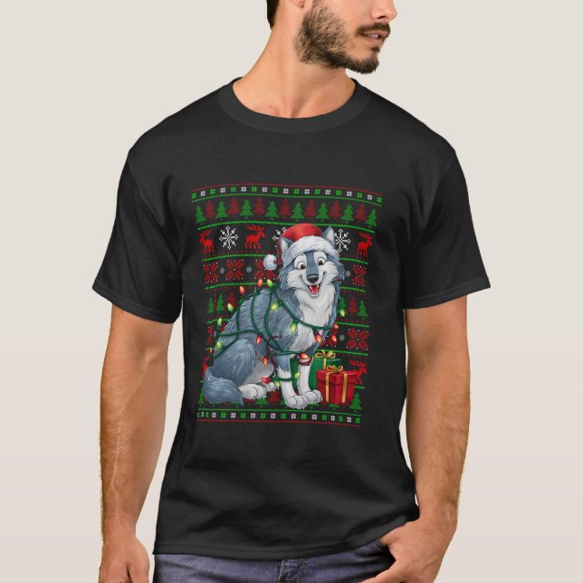 Camiseta Lobo Ártico: Navidad enciende lobo ártico de Santa (Anverso)