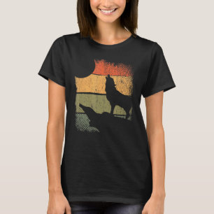 Camiseta Lobo Aullador Animal de Bosque Depredador Retro