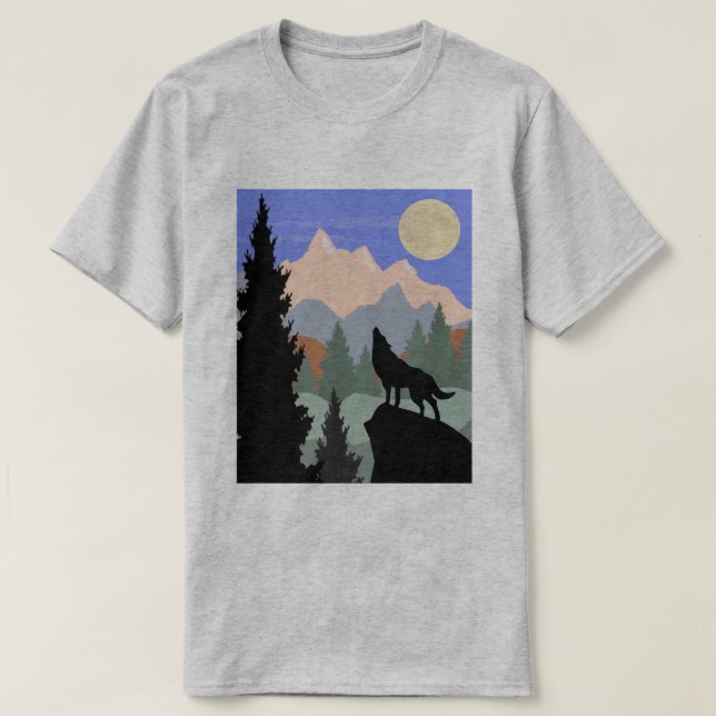 Camiseta Lobo aullador de escenas de montaña (Diseño del anverso)