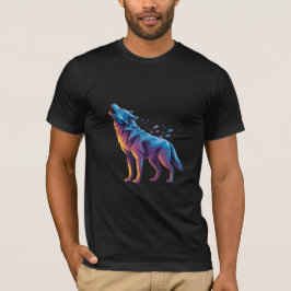 Camiseta Lobo Aullador de Neón – Espíritu Geométrico