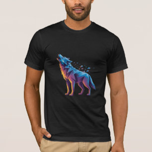 Camiseta Lobo Aullador de Neón – Espíritu Geométrico