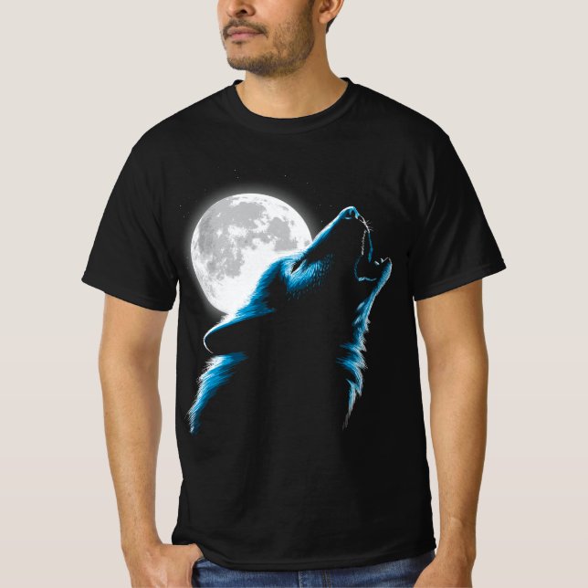 Camiseta Lobo aullando a la luna (Anverso)