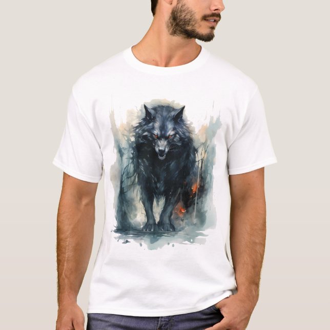 Camiseta Lobo aullando a la luna (Anverso)