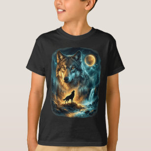 Camiseta Lobo aullando a la luna bosque de la luna del lobo