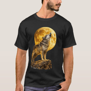 Camiseta Lobo Aullando a la Luna – Noche Oscura en la Natur