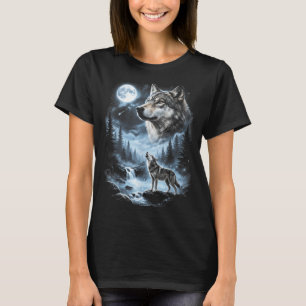 Camiseta Lobo aullando a la luna retro 90