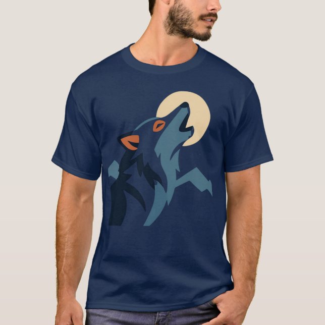 Camiseta Lobo Aullando a la Luna Sudadera con Capucha – Des (Anverso)