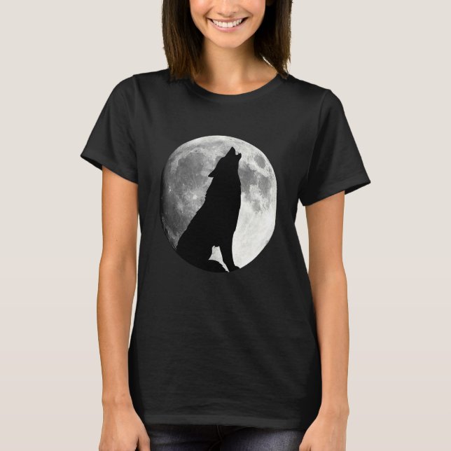 Camiseta Lobo aullando a lobo lunar (Anverso)