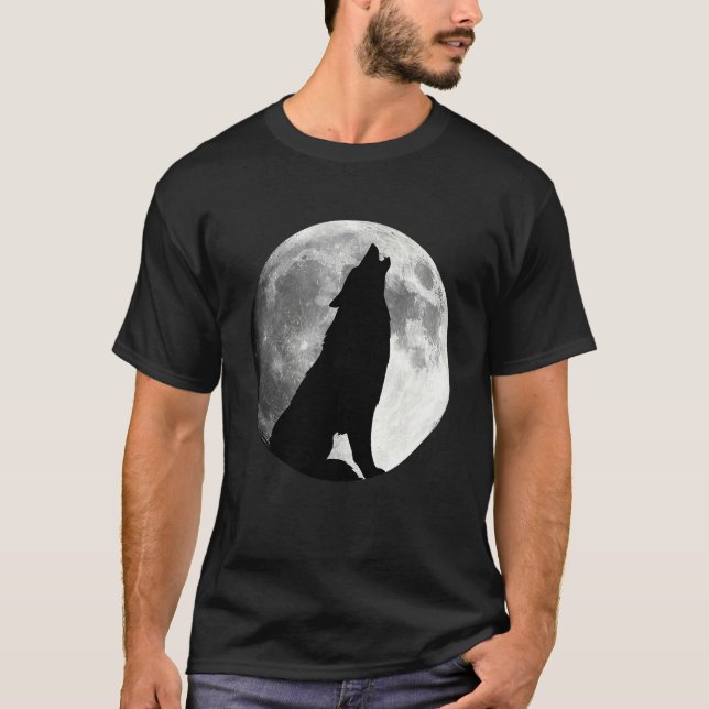 Camiseta Lobo aullando a lobo lunar (Anverso)