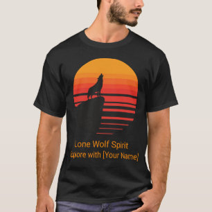 Camiseta Lobo Aullando al Atardecer Retro Personalizado