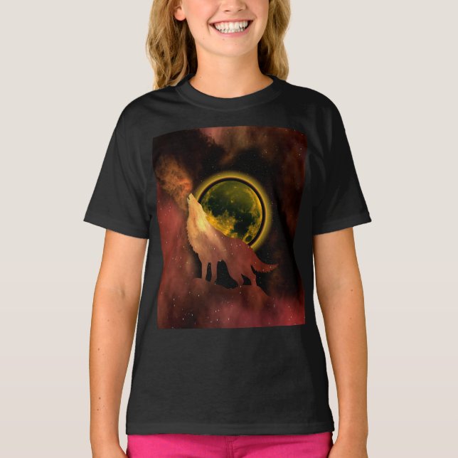 Camiseta LOBO AULLANDO EN LA GALAXIA DE LA LUNA ES (Anverso)