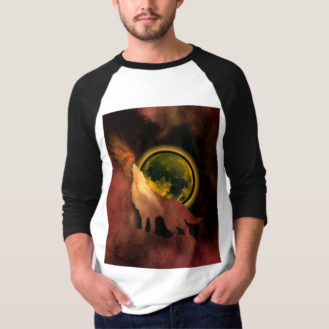 Camiseta LOBO AULLANDO EN LA GALAXIA DE LA LUNA ES (Anverso)