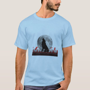 Camiseta Lobo aullando Silueta con gráfico de luna llena en