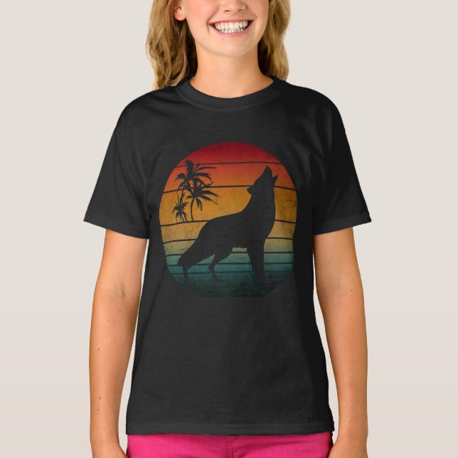 Camiseta lobo aullando vintage (Anverso)