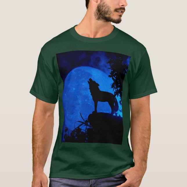 Camiseta Lobo azul de la luna (Anverso)