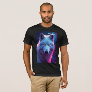 Camiseta Lobo Blanco Celestial Majestuoso con Ojos Brillant