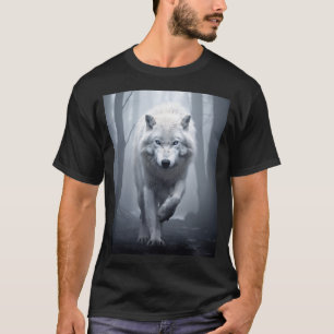 Camiseta Lobo blanco en bosque de niebla