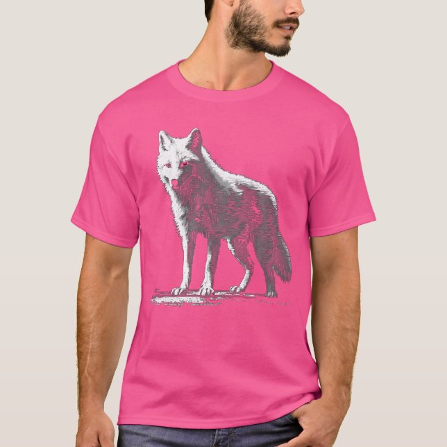 Camiseta Lobo Blanco En Pixels Lobo De Arte Animal (Anverso)