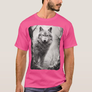 Camiseta Lobo Blanco En Una Nieve Fantasía Forestal