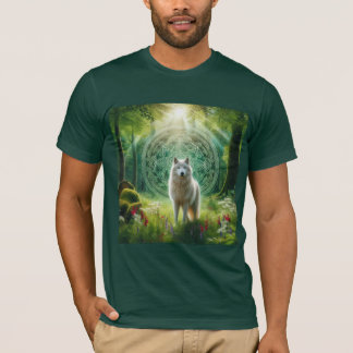 Camiseta Lobo Blanco Místico en Bosque Encantado