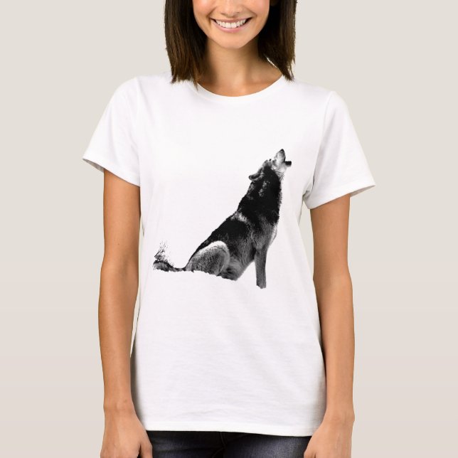 Camiseta Lobo blanco negro (Anverso)