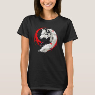 Camiseta Lobo blanco rojo lunar
