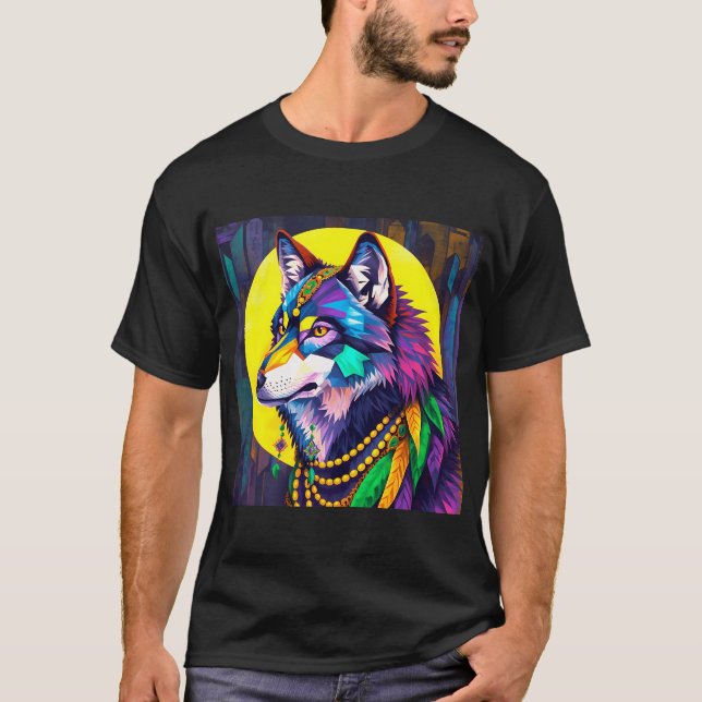 Camiseta Lobo Brillante de Mardi Gras (Anverso)