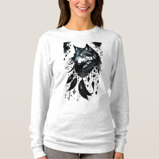 Camiseta lobo, cazador de sueños, amuleto, talismán, protec