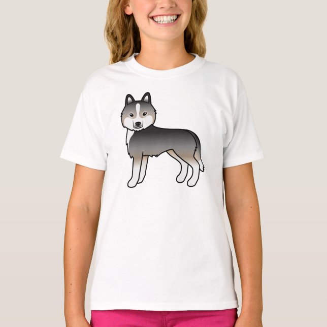 Camiseta Lobo claro gris siberiano Husky lindo perro de car (Anverso)