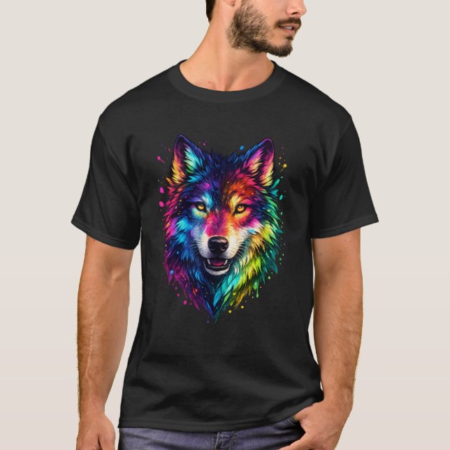 Camiseta Lobo Colorido (Anverso)