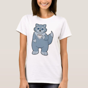 Camiseta Lobo con copa de café