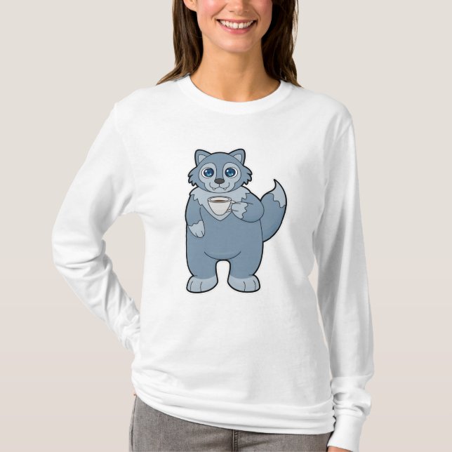 Camiseta Lobo con copa de café (Anverso)