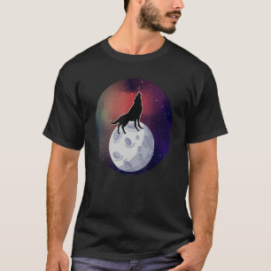 Camiseta Lobo Cósmico Aullando Luna Espacio Lobos Árticos A