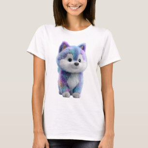 Camiseta Lobo Cría Galaxia Pastel Peludo Mujeres