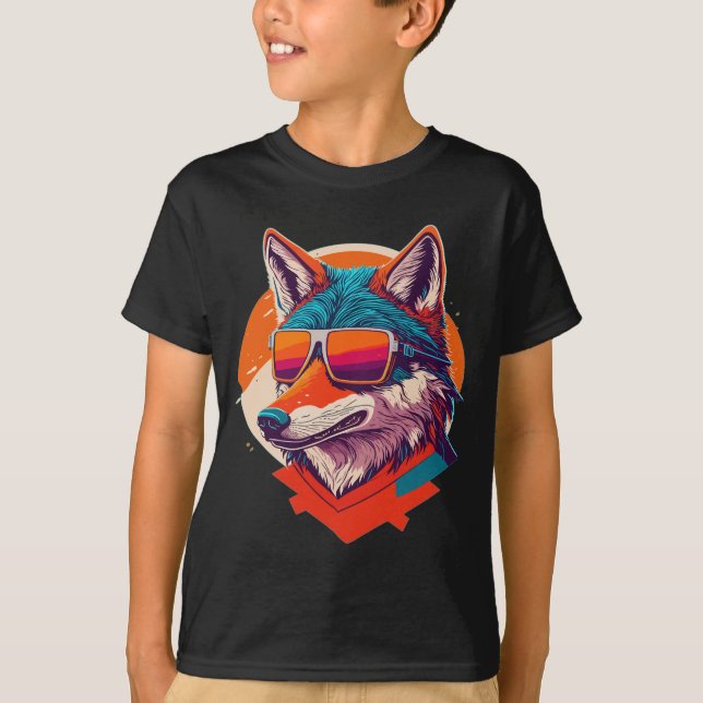 CAMISETA LOBO CUATITO CON GAFAS DE SOL. (Anverso)