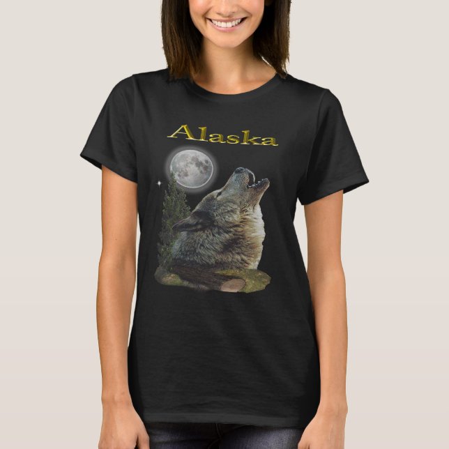 Camiseta lobo de Alaska y luna (Anverso)