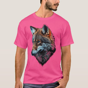 Camiseta Lobo de arte de impresión animal con ojos azules