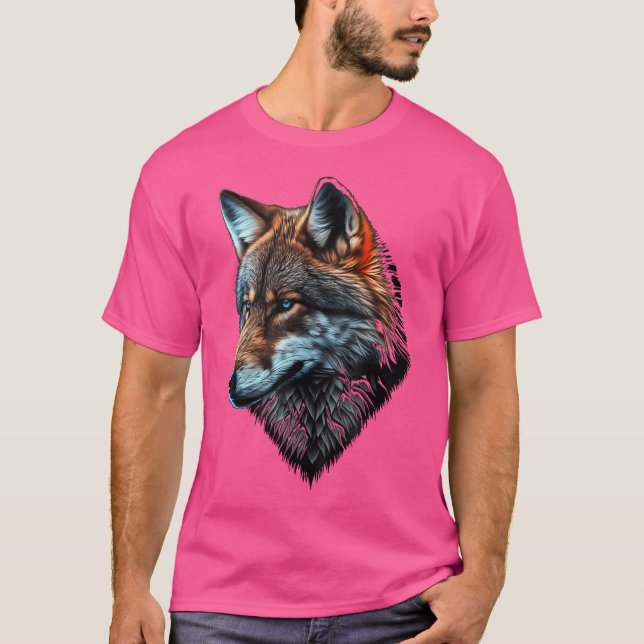 Camiseta Lobo de arte de impresión animal con ojos azules (Anverso)