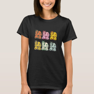 Camiseta Lobo de arte pop vintage colorido de la familia Wo