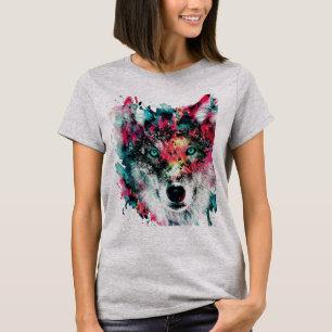 Camiseta Lobo de color abstracto colorido