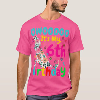 Camiseta Lobo de color de agua de alumbrado floral 6 años B