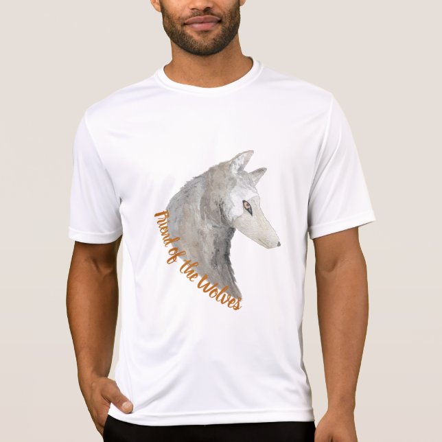 Camiseta Lobo de color de agua de amigo animal amenazado (Anverso)